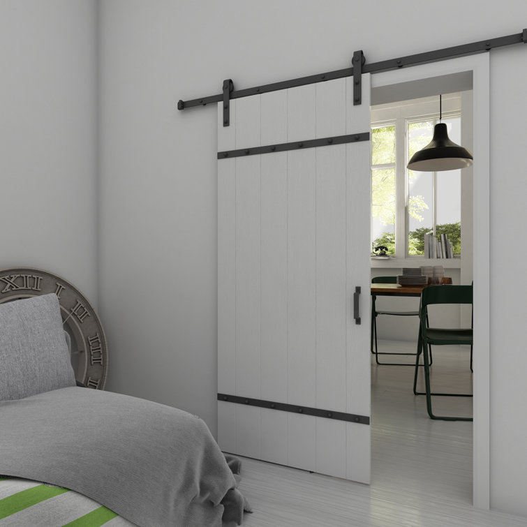 Renin Paneled Manufactured Wood and Vinyl Hacienda Barn Door with